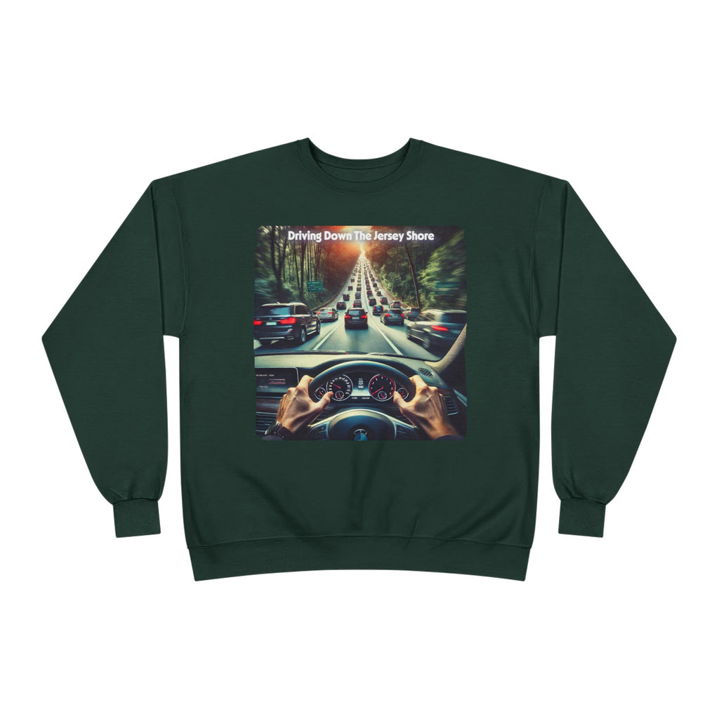 Crewneck Sweatshirt — "Driving Down The Jersey Shore" Scenic Road Trip Design