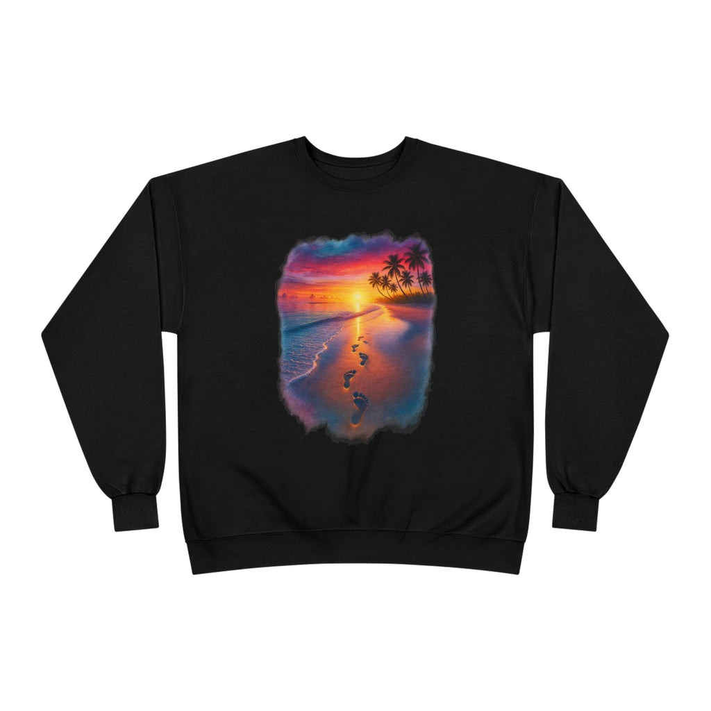 Sunset Beach Crewneck Sweatshirt — Tropical Footprints Graphic