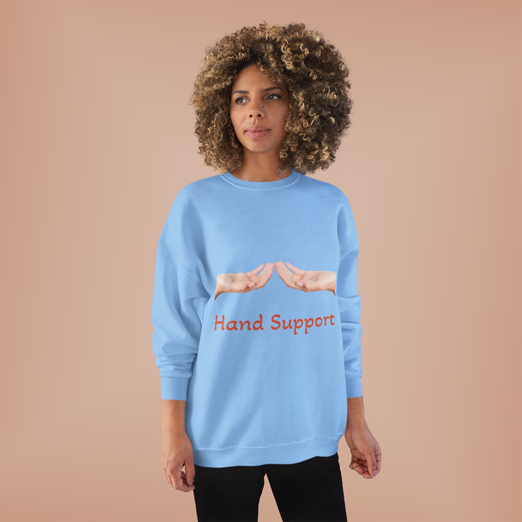 Hand Support Crewneck Sweatshirt — Comfort & Care Graphic