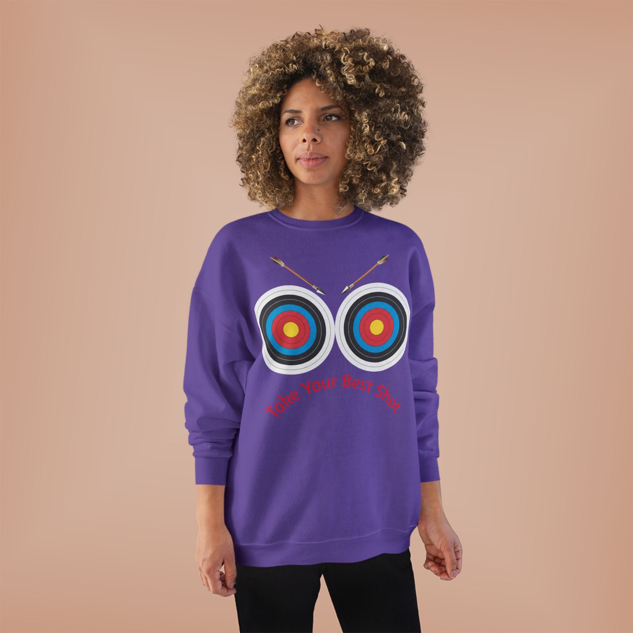 Take Your Best Shot Crewneck Sweatshirt — Archery Target Graphic