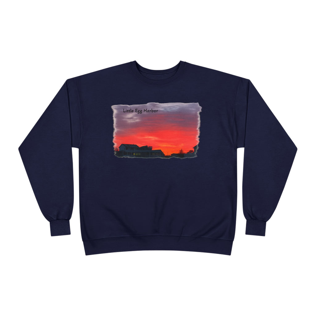 Sunset Horizon Crewneck Sweatshirt — 'Little Egg Harbor' Scenic Graphic