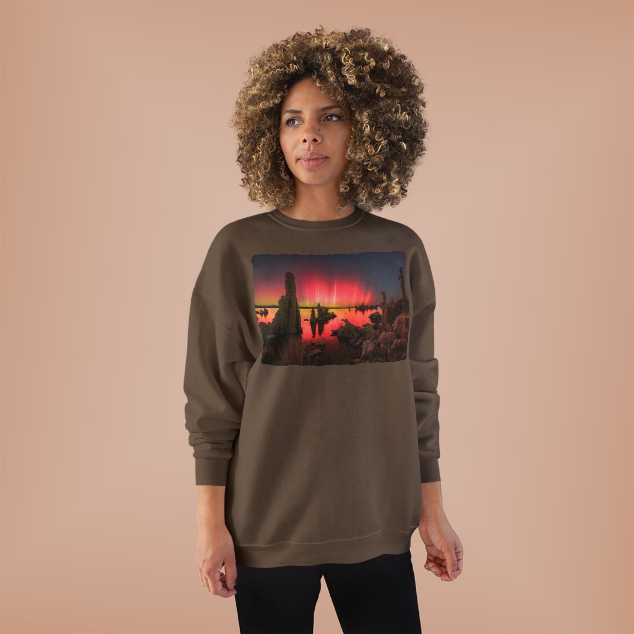 Crewneck Sweatshirt — Neon Desert Nightscape Graphic