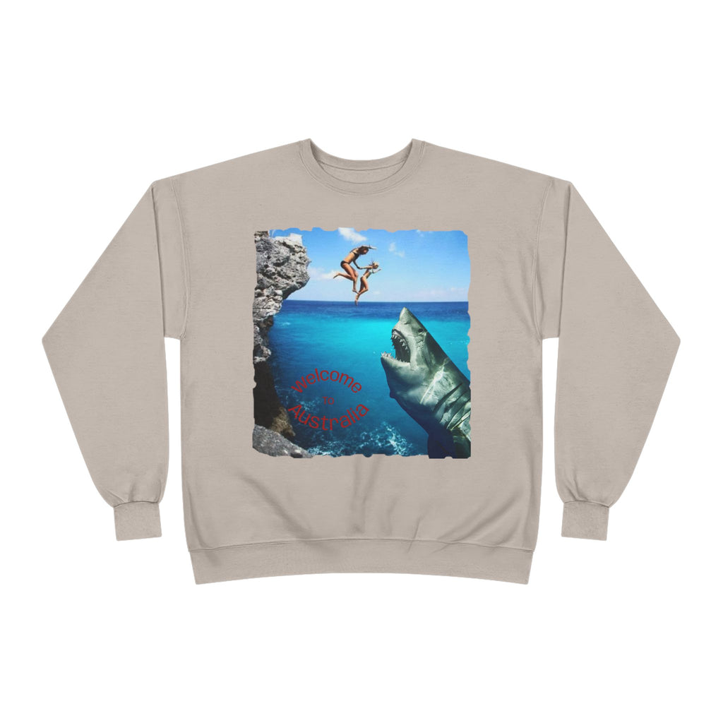 Crewneck Sweatshirt - Cliff Diver Shark Graphic