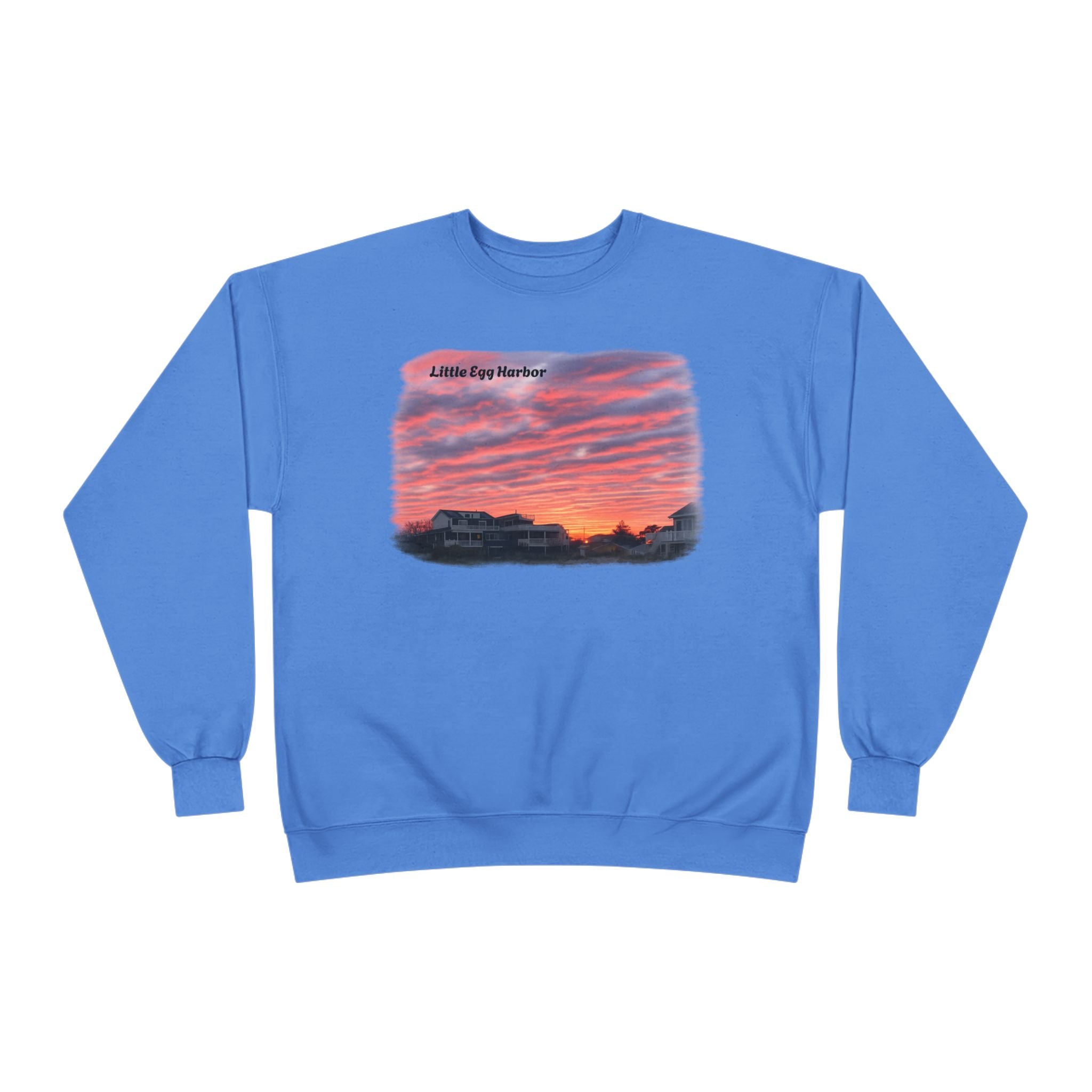 Sunset Landscape Crewneck Sweatshirt – "Little Bay Harbor" Scenic Graphic