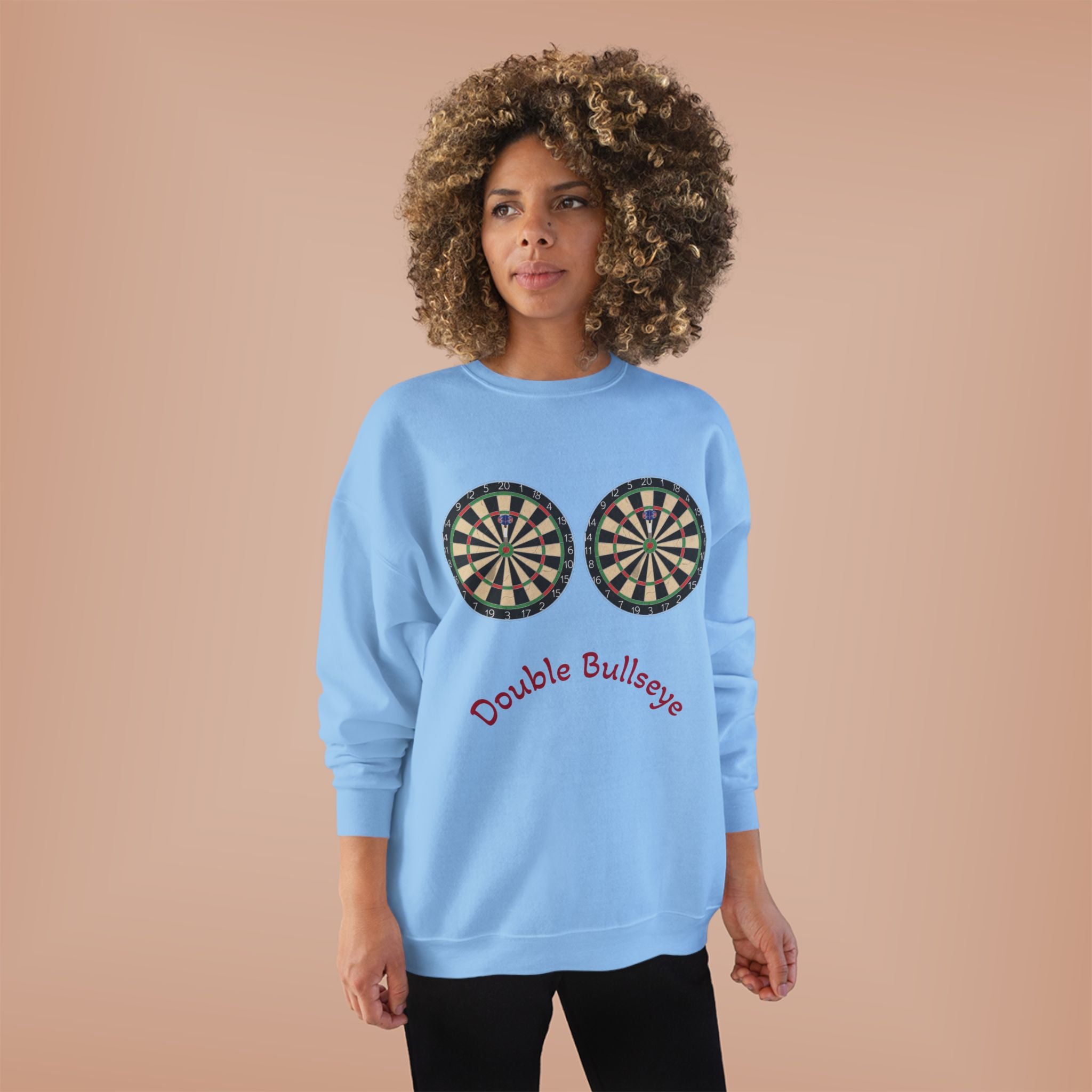 Double Bullseye Crewneck Sweatshirt — Darts Humor Graphic