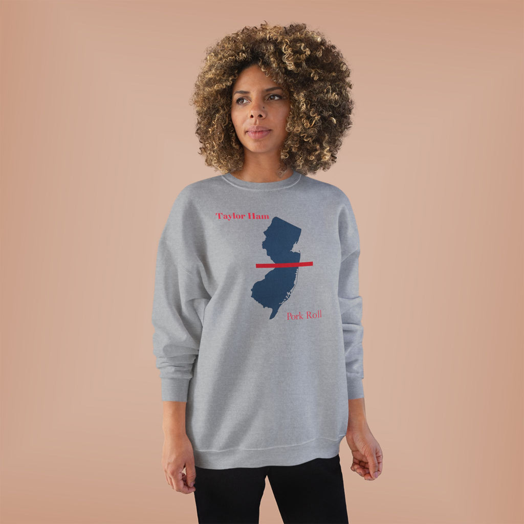 New Jersey State Crewneck Sweatshirt – Taylor Ham / Pork Roll Map Design