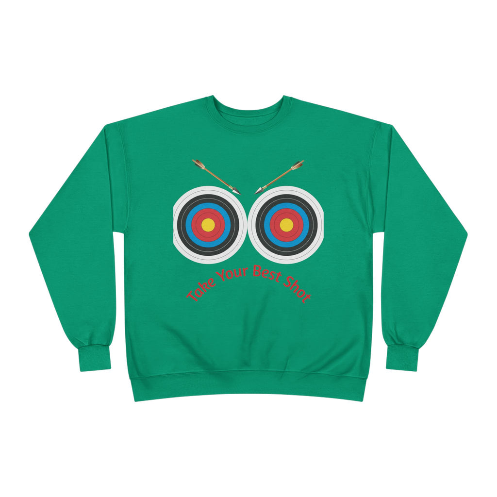 Take Your Best Shot Crewneck Sweatshirt — Archery Target Graphic
