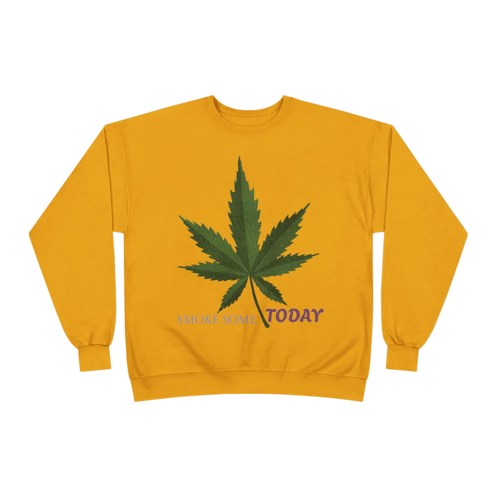 Cannabis Leaf Crewneck Sweatshirt — "Smoke Smart Today"