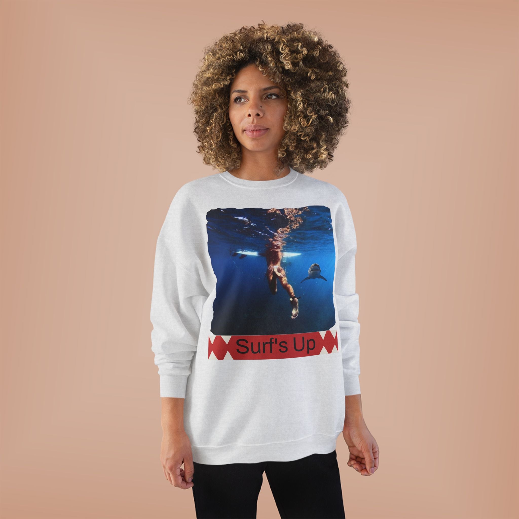 Crewneck Sweatshirt — 'Surf's Up' Underwater Surfer Graphic