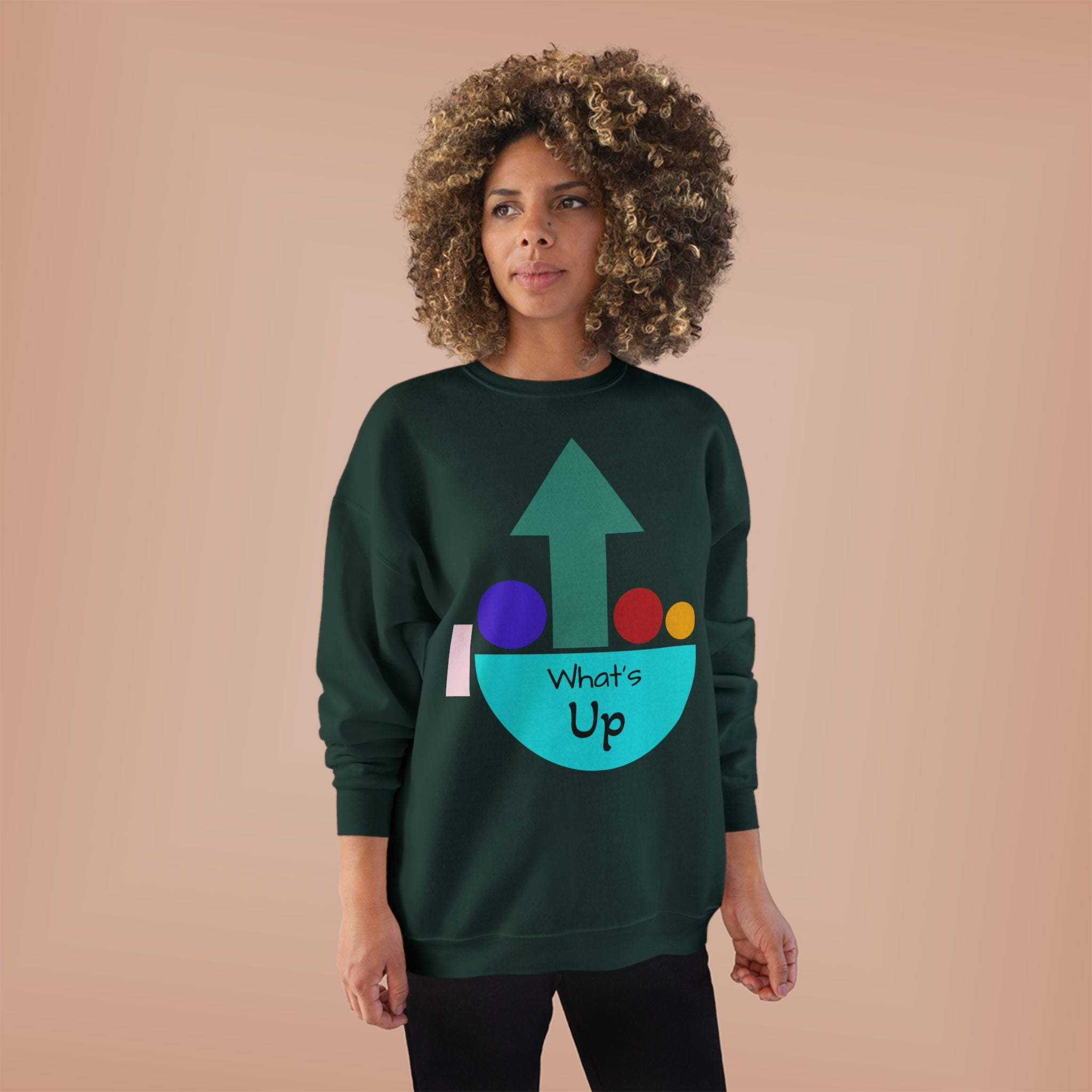 What's Up Arrow Crewneck Sweatshirt — Playful Graphic Pullover