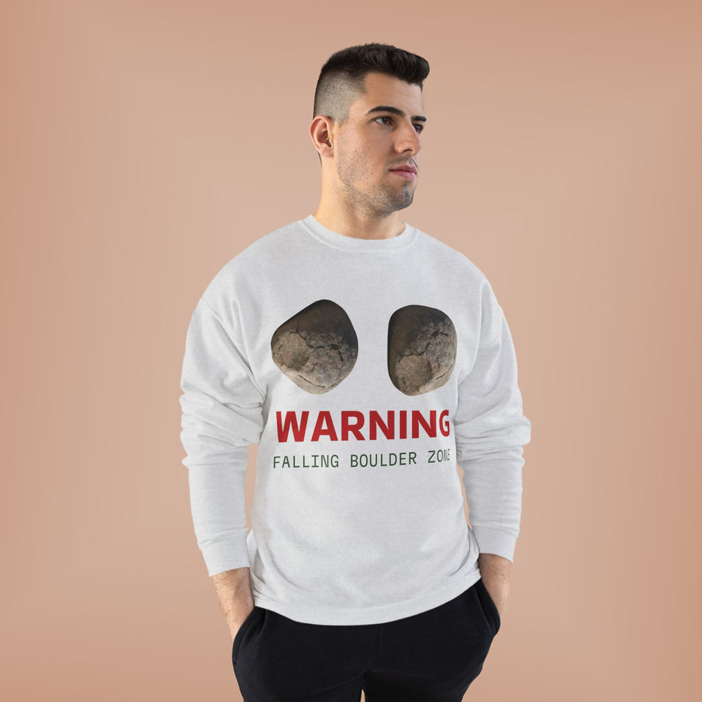Warning Falling Boulder Zone Crewneck Sweatshirt