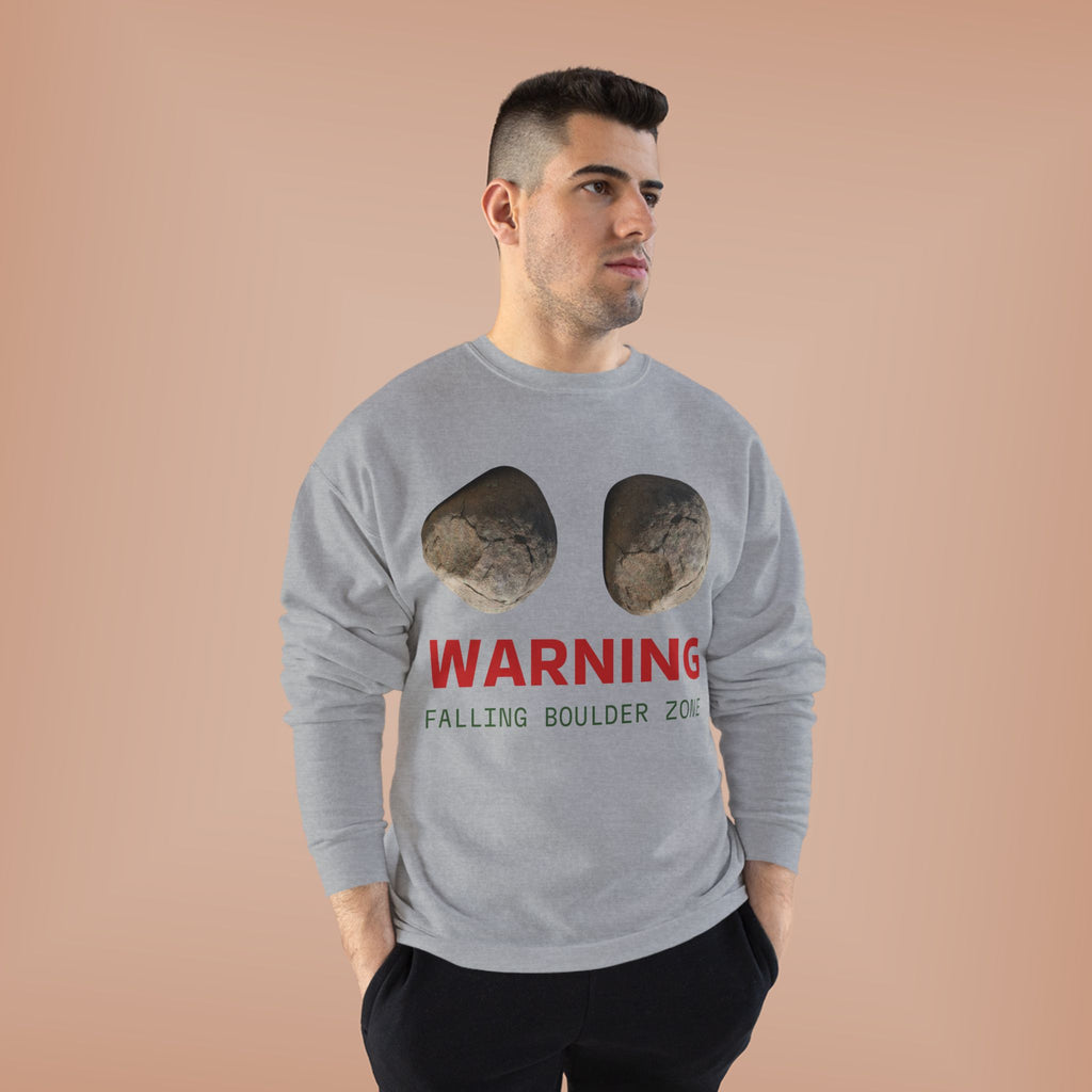 Warning Falling Boulder Zone Crewneck Sweatshirt