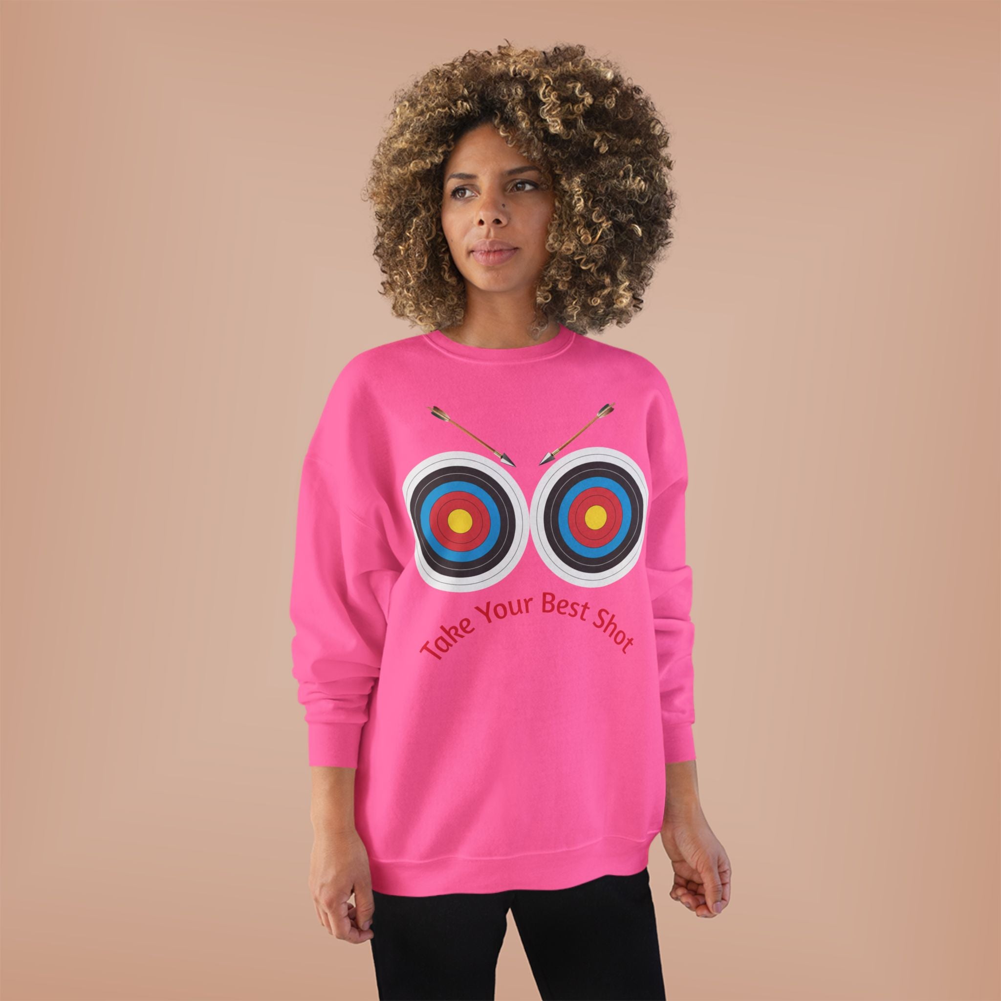 Take Your Best Shot Crewneck Sweatshirt — Archery Target Graphic