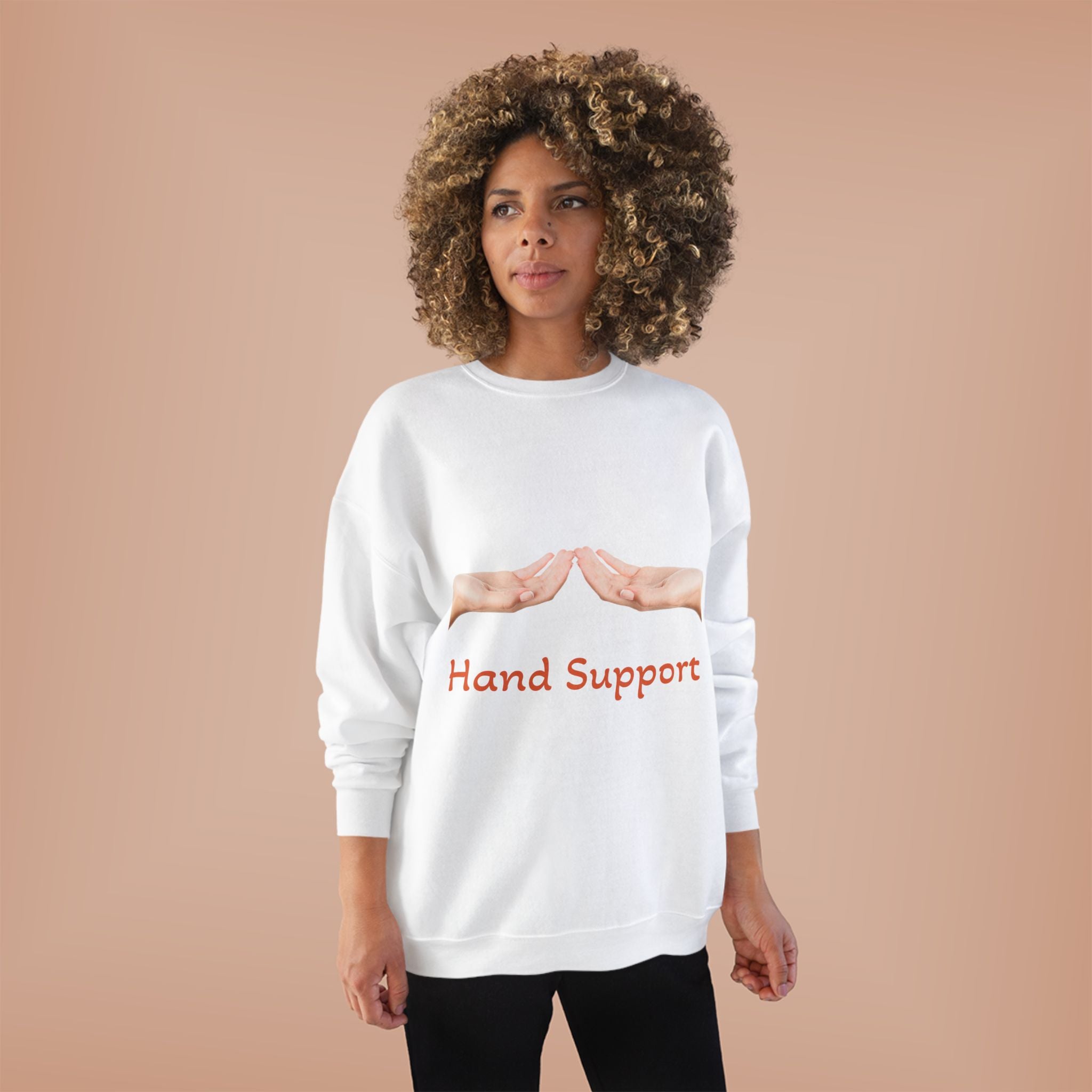 Hand Support Crewneck Sweatshirt — Comfort & Care Graphic