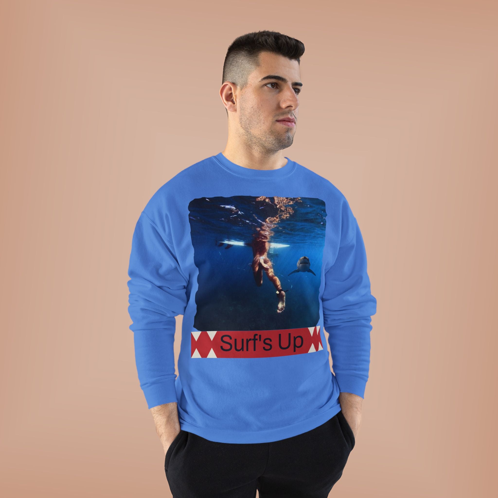 Crewneck Sweatshirt — 'Surf's Up' Underwater Surfer Graphic