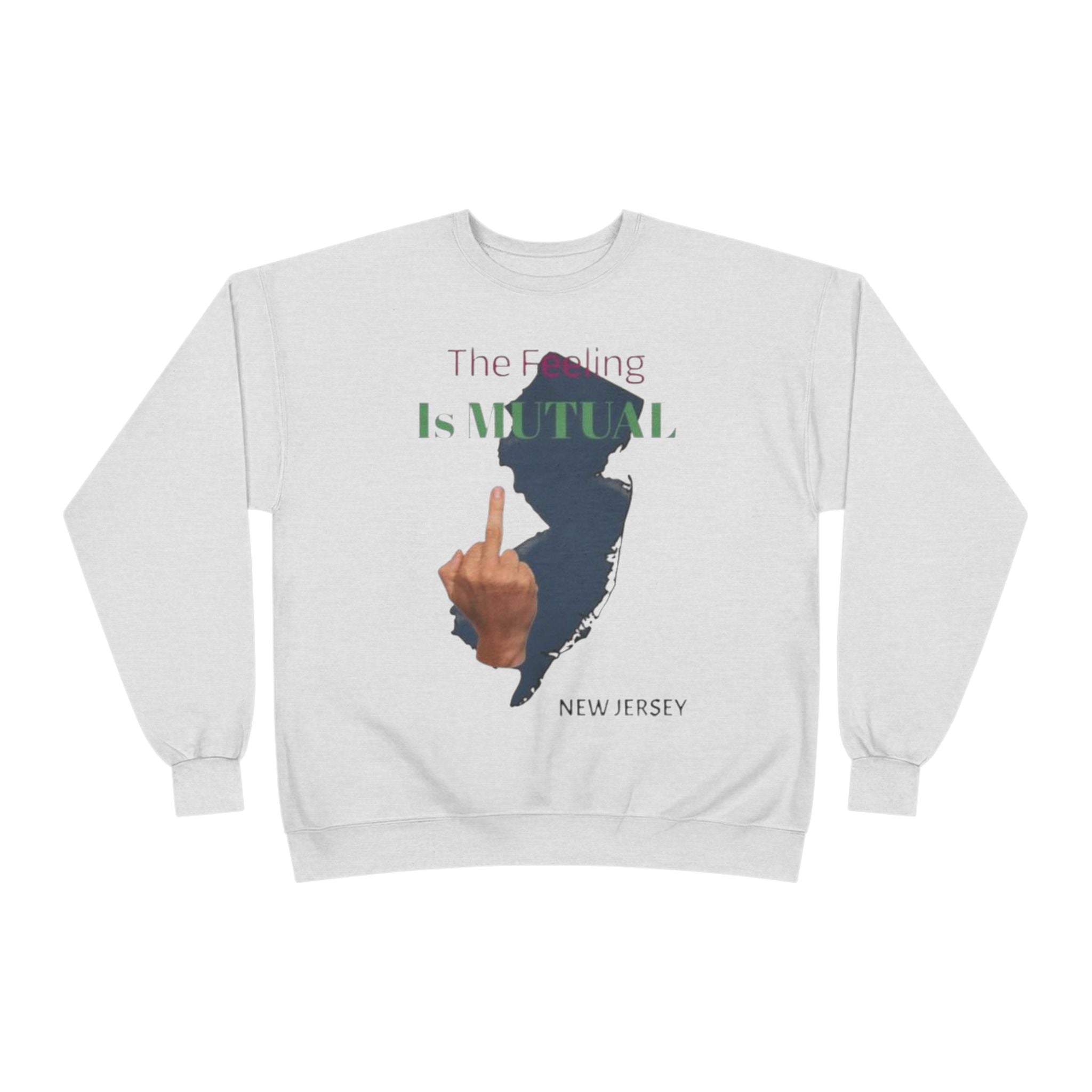 Crewneck Sweatshirt "The Driving Is Mutual — New Jersey" (Middle Finger Silhouette)