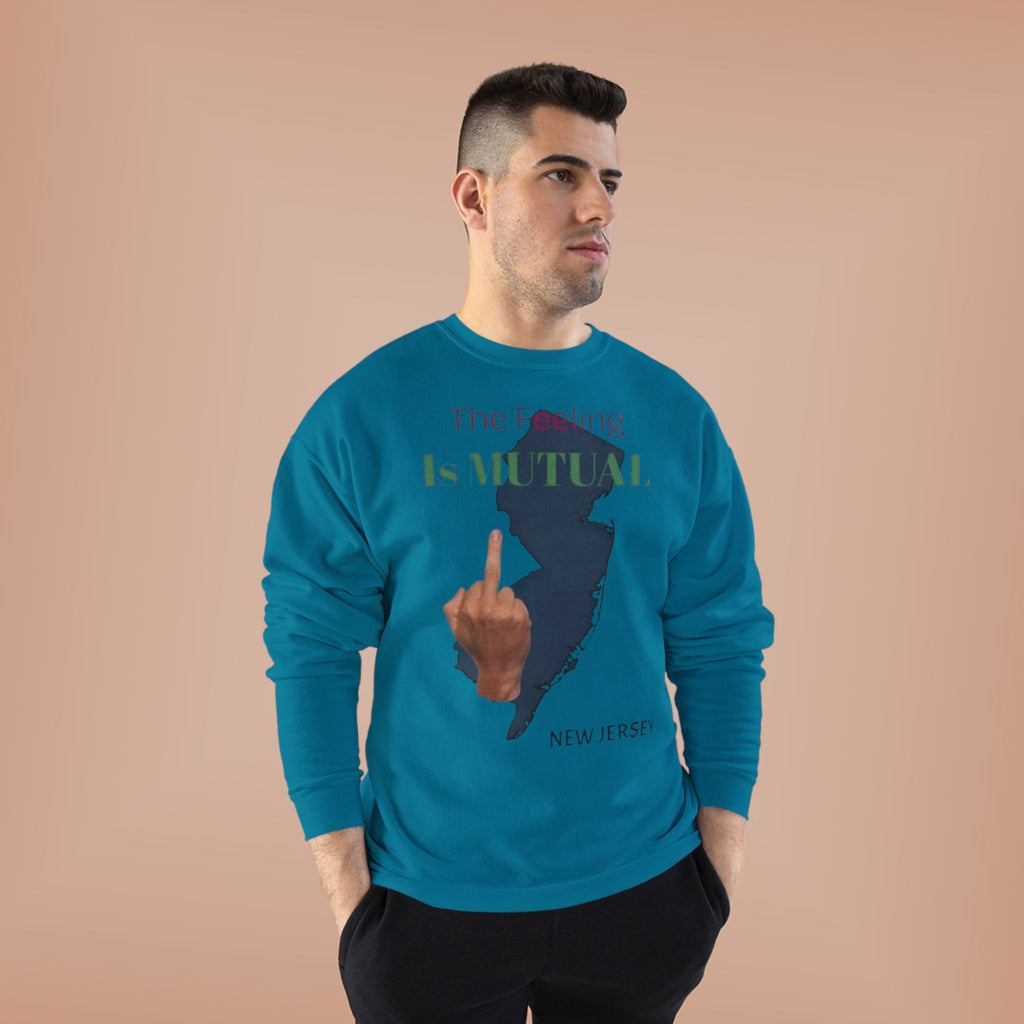 Crewneck Sweatshirt "The Driving Is Mutual — New Jersey" (Middle Finger Silhouette)