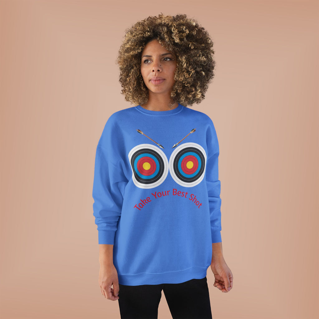 Take Your Best Shot Crewneck Sweatshirt — Archery Target Graphic