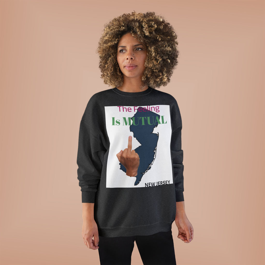 Mutual Feeling Is Mutual Crewneck Sweatshirt — New Jersey Middle Finger Graphic