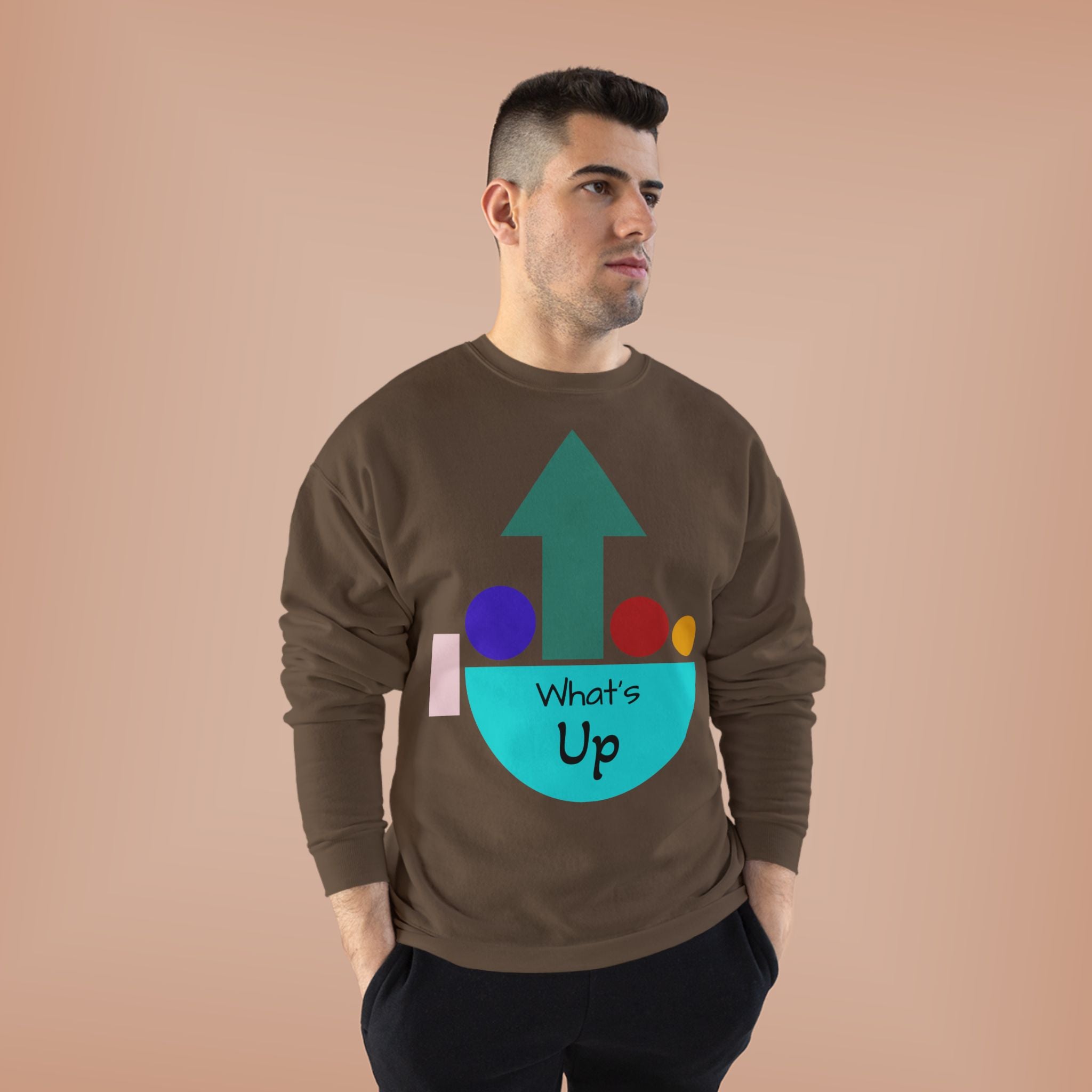 What's Up Arrow Crewneck Sweatshirt — Playful Graphic Pullover