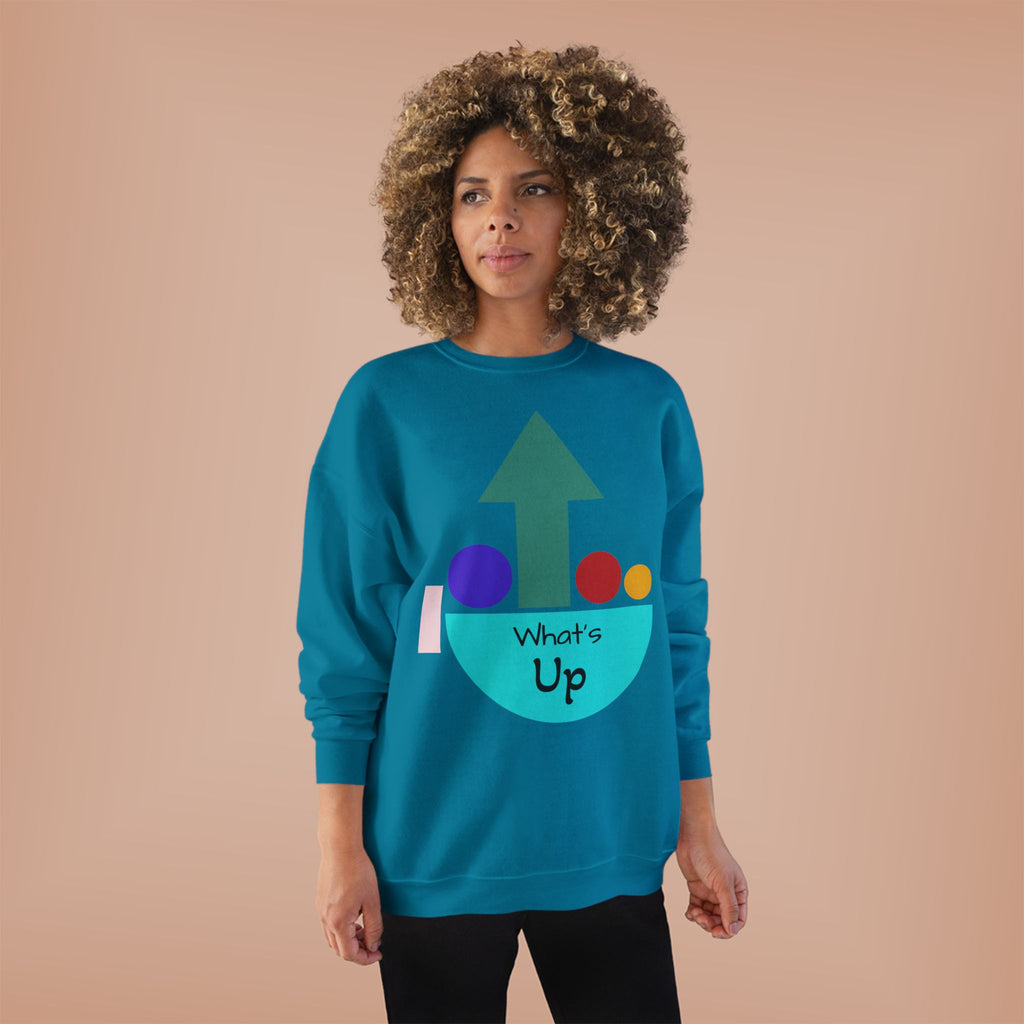 What's Up Arrow Crewneck Sweatshirt — Playful Graphic Pullover