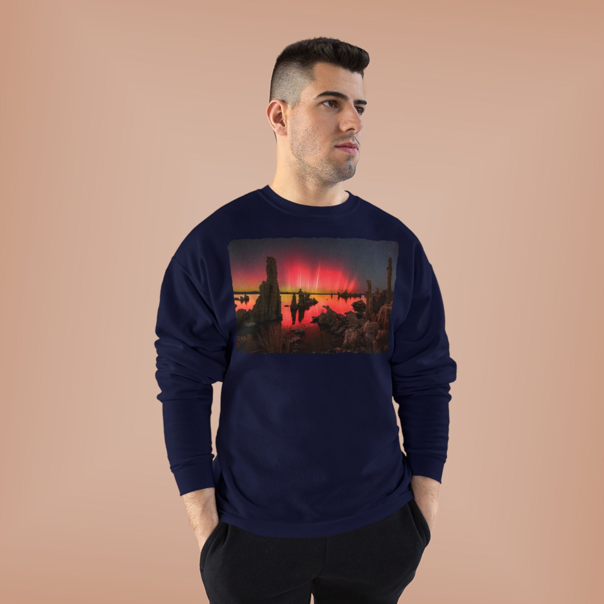 Crewneck Sweatshirt — Neon Desert Nightscape Graphic