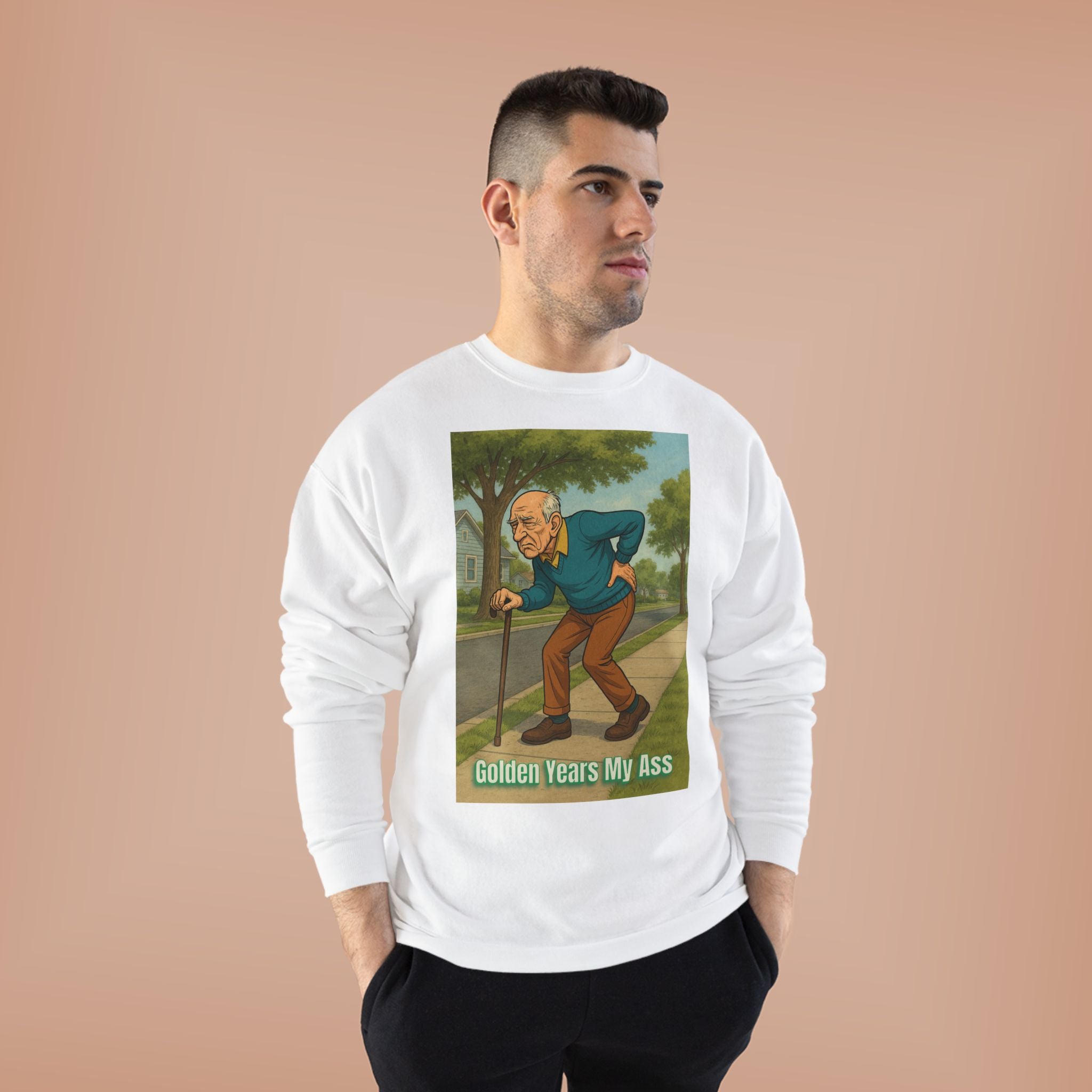 Sweatshirt — Vintage Cartoon 'Golden Years My Ass' Funny Senior Humor Crewneck