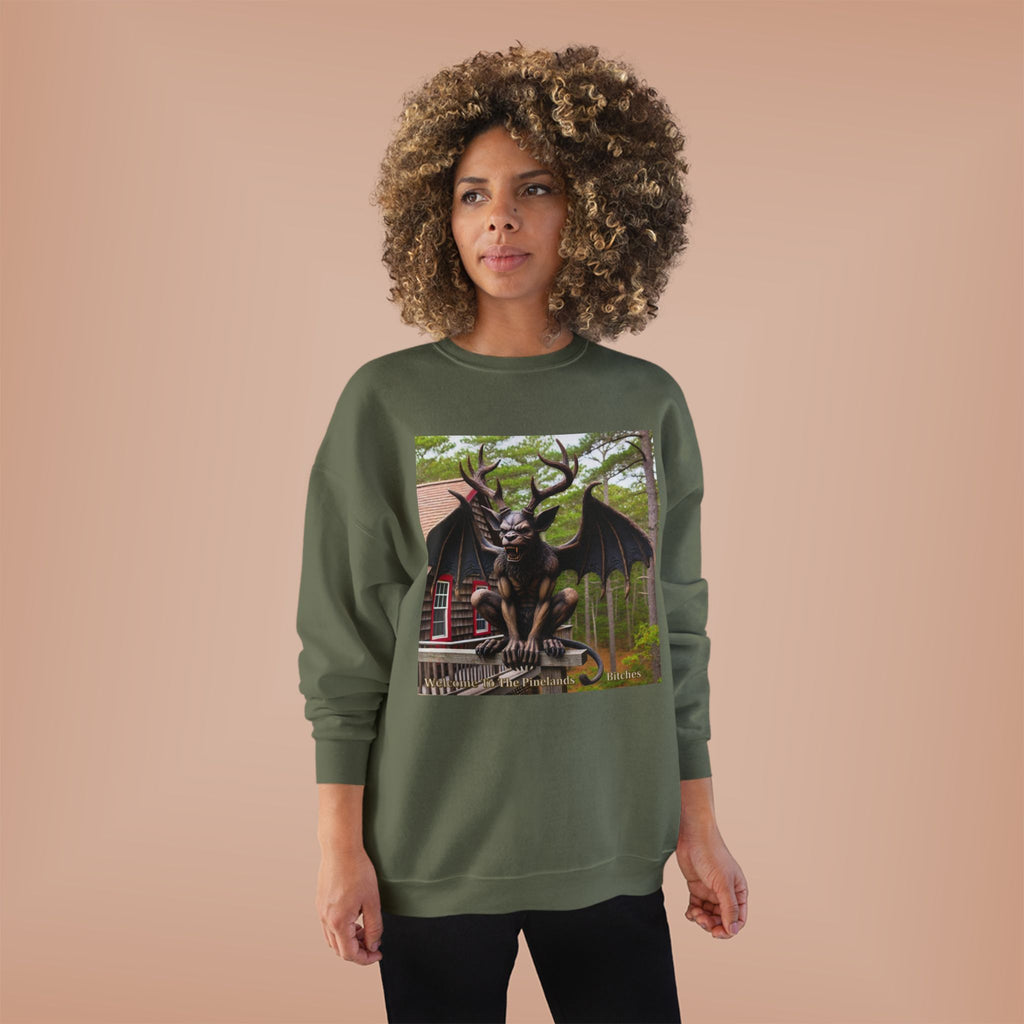 Gargoyle Garden Crewneck Sweatshirt — Gothic Statue Forest Design
