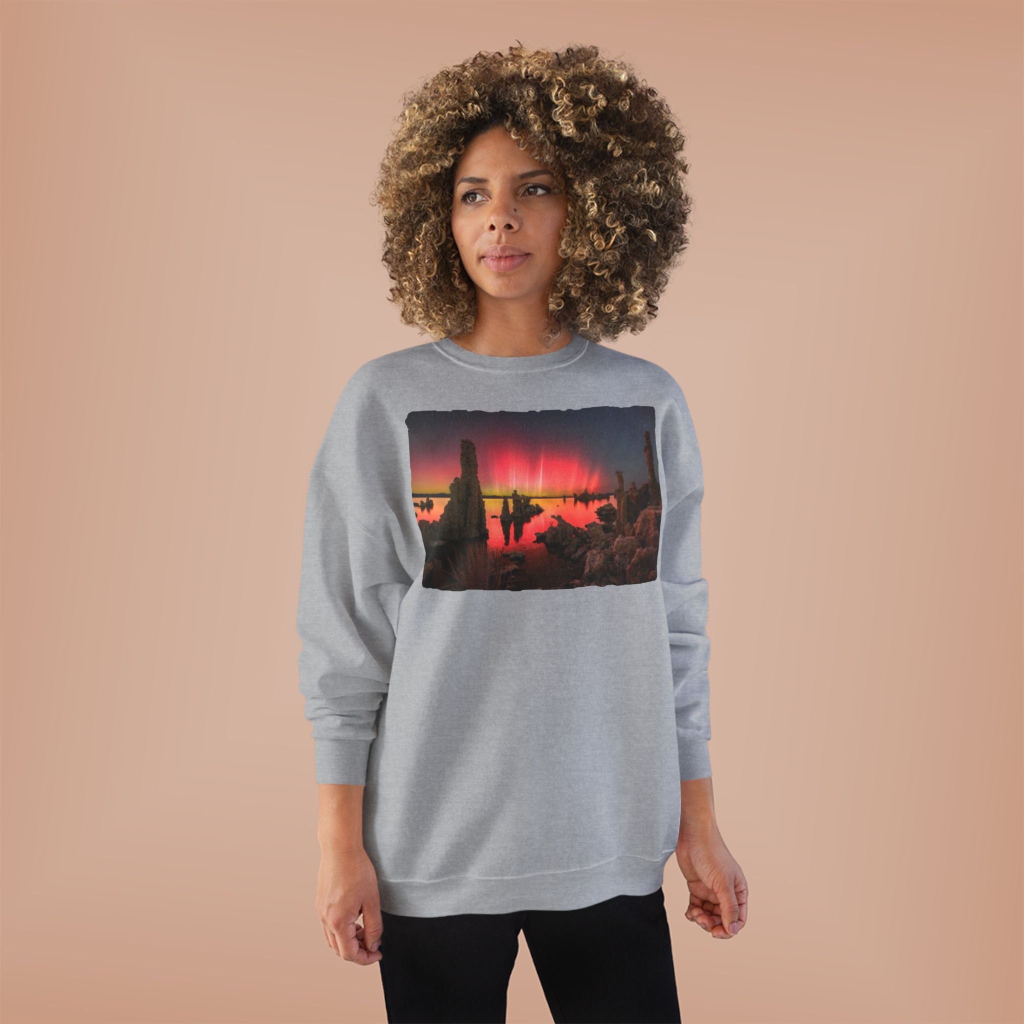 Crewneck Sweatshirt — Neon Desert Nightscape Graphic