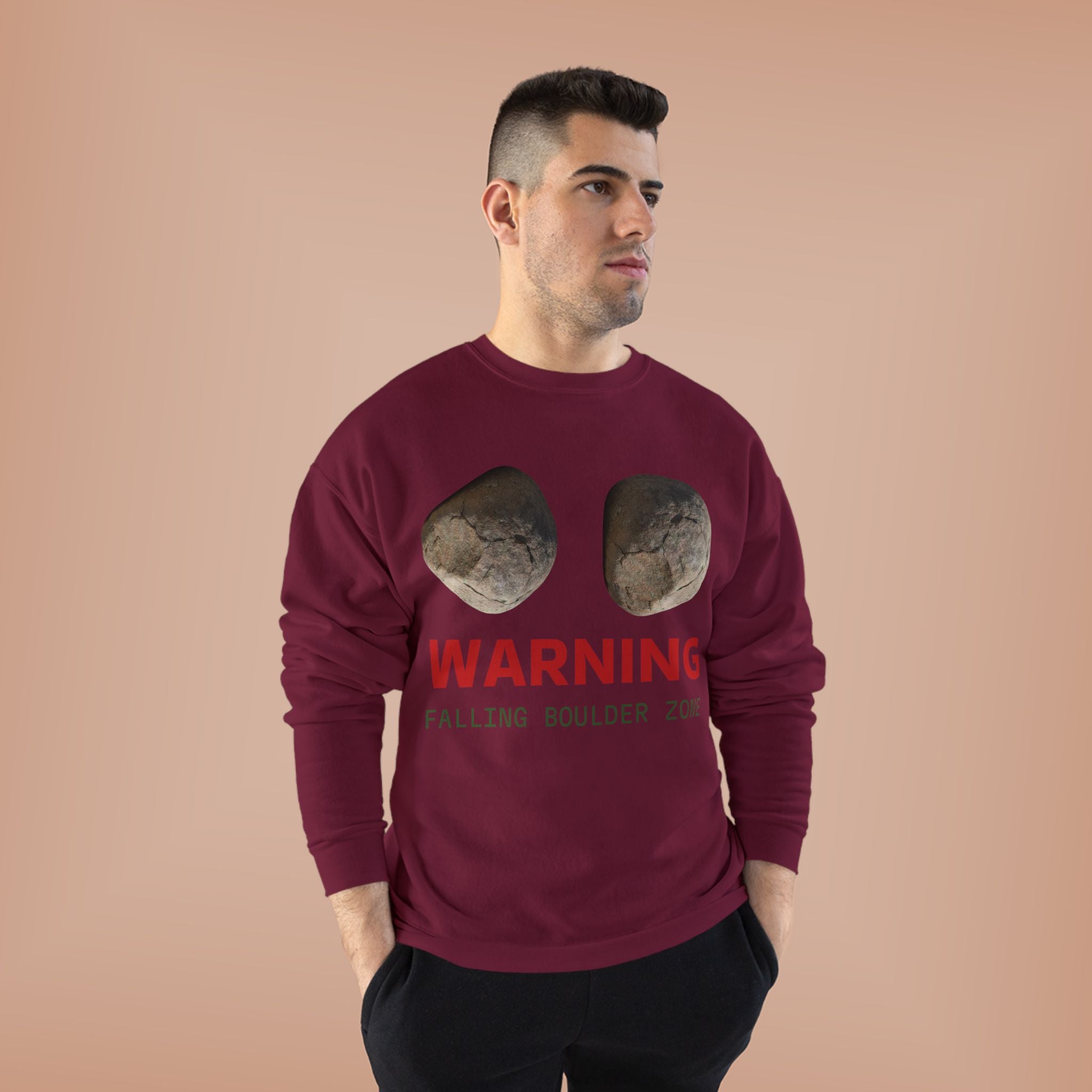 Warning Falling Boulder Zone Crewneck Sweatshirt