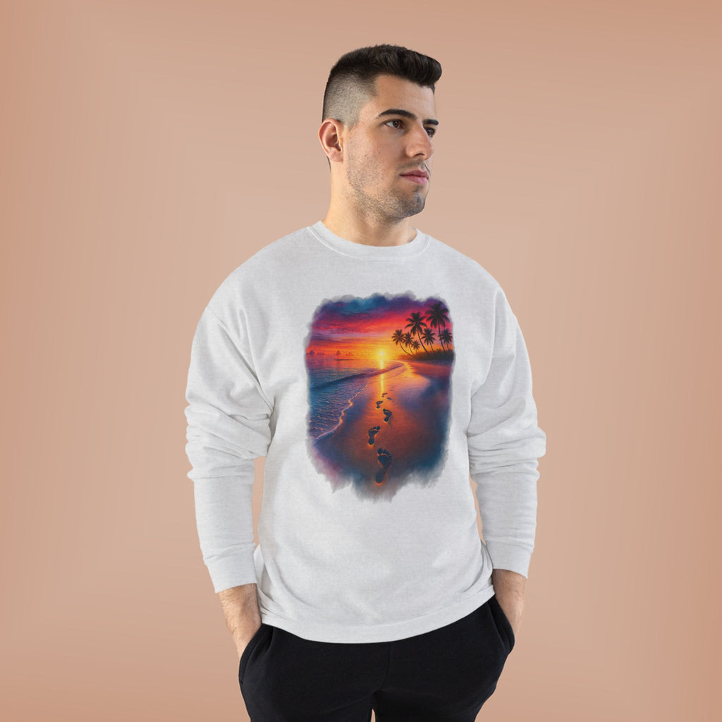Sunset Beach Crewneck Sweatshirt — Tropical Footprints Graphic