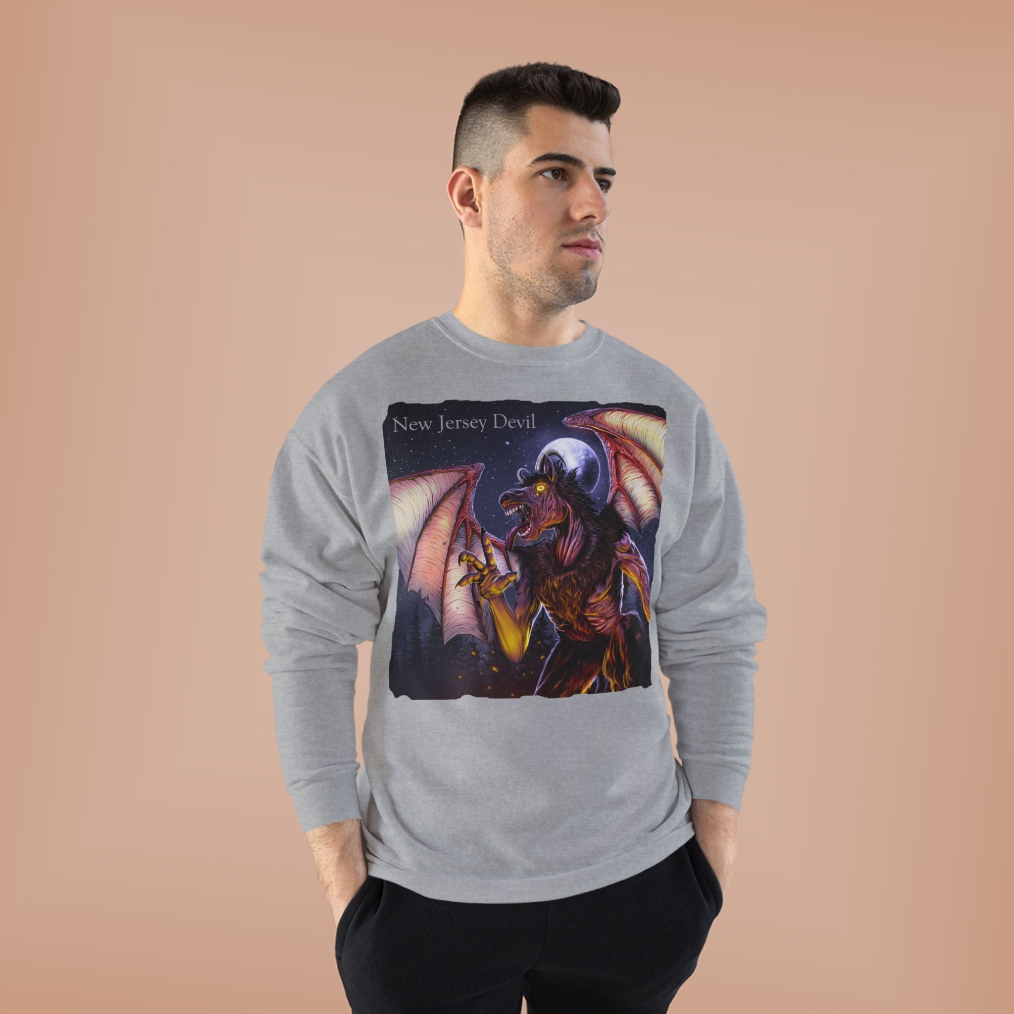 Dragon Graphic Sweatshirt — "New Jersey Dad" Fantasy Winged Creature Crewneck