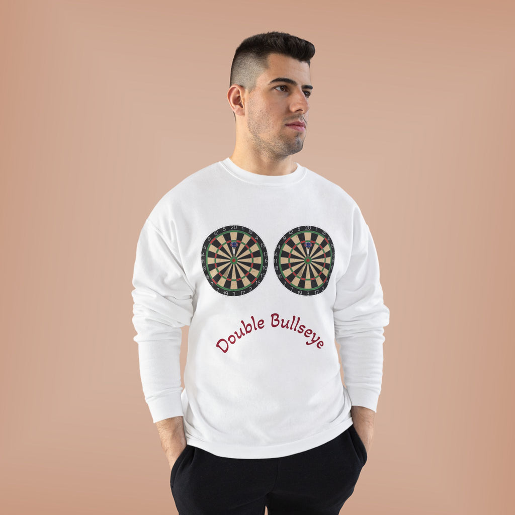 Double Bullseye Crewneck Sweatshirt — Darts Humor Graphic