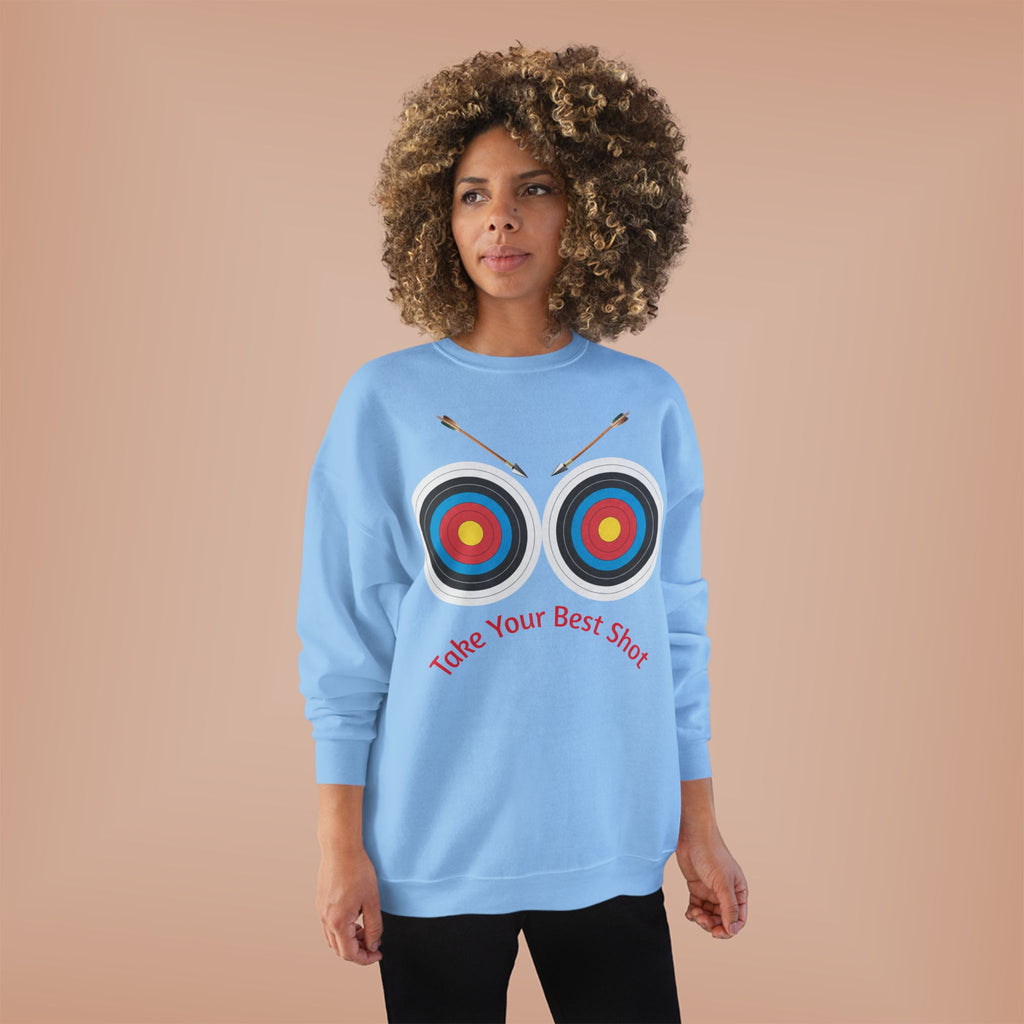 Take Your Best Shot Crewneck Sweatshirt — Archery Target Graphic