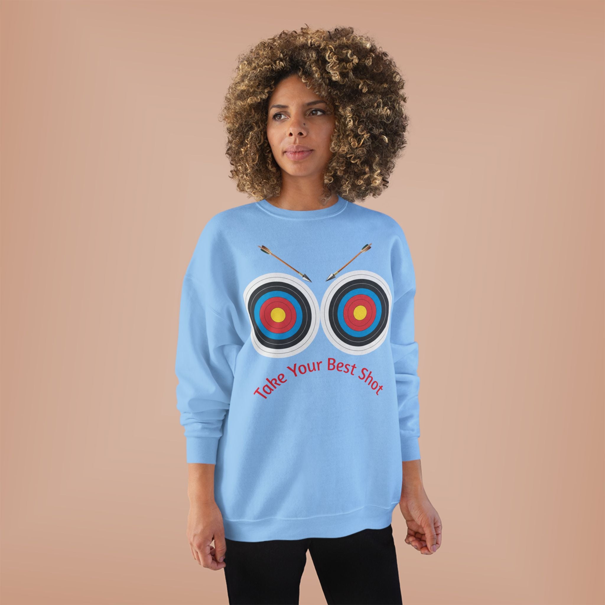 Take Your Best Shot Crewneck Sweatshirt — Archery Target Graphic