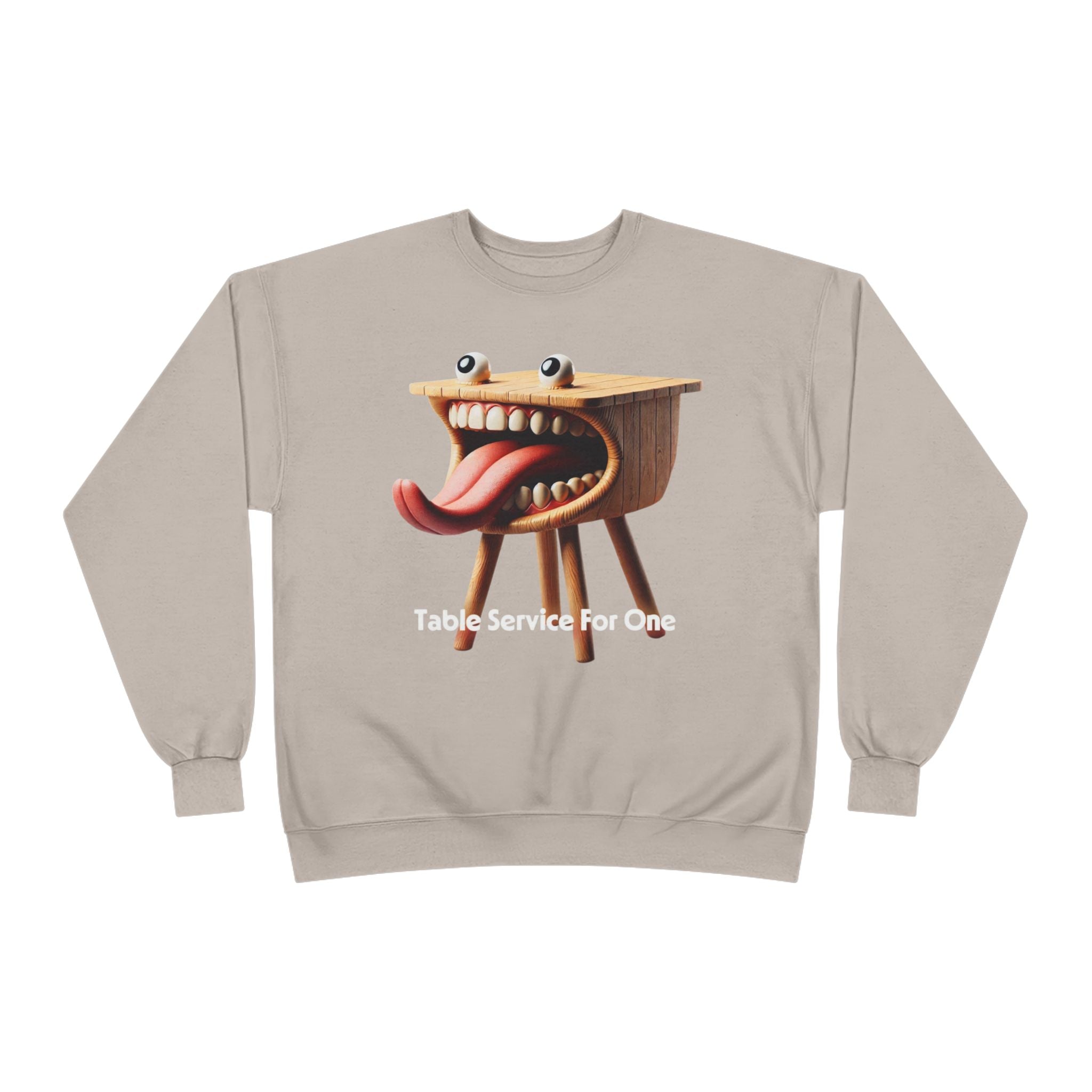 Table Service For One Crewneck Sweatshirt — Funny Surreal Table Graphic
