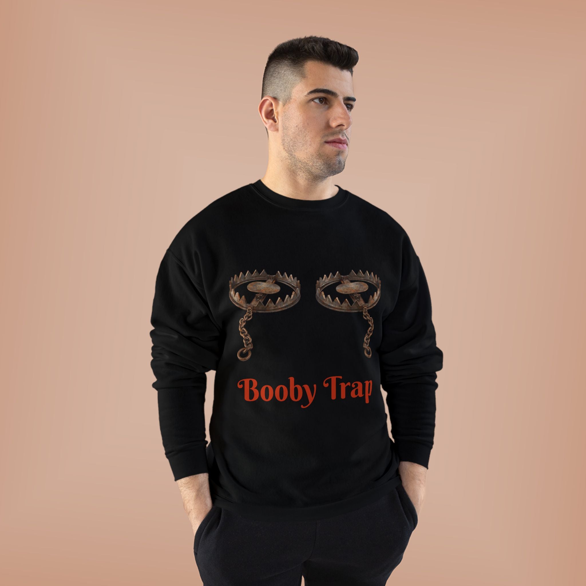 Booby Trap Sweatshirt — Funny Vintage Trap Illustration Humor Pullover