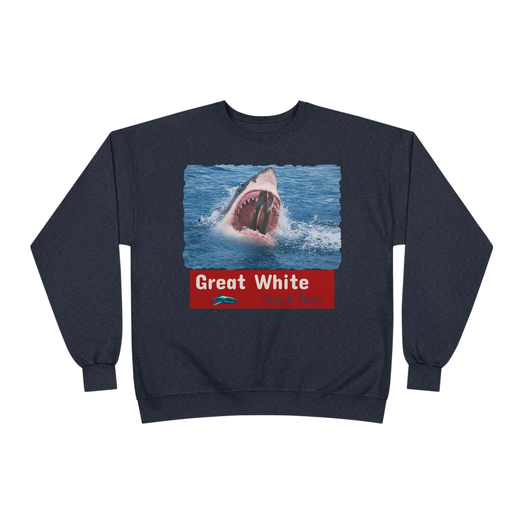 Great White Shark Crewneck Sweatshirt — Ocean Graphic Pullover