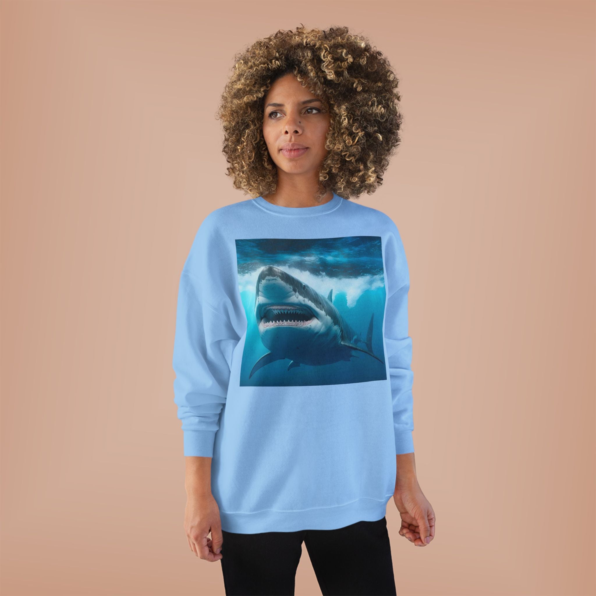 Great White Shark Graphic Sweatshirt — Ocean Predator Crewneck