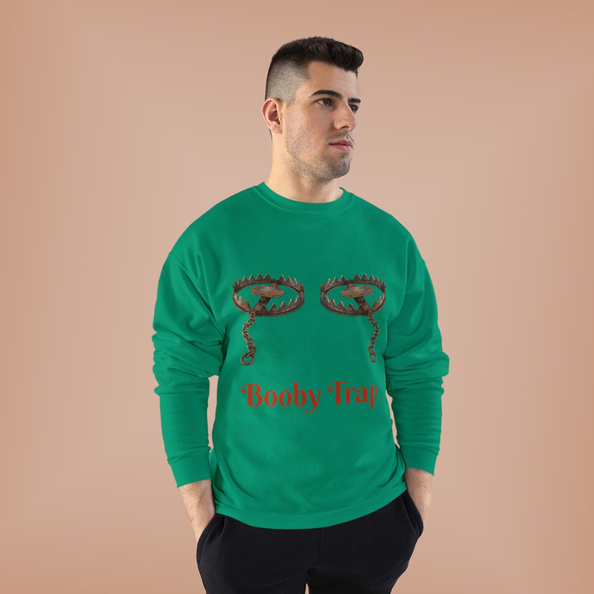 Booby Trap Sweatshirt — Funny Vintage Trap Illustration Humor Pullover