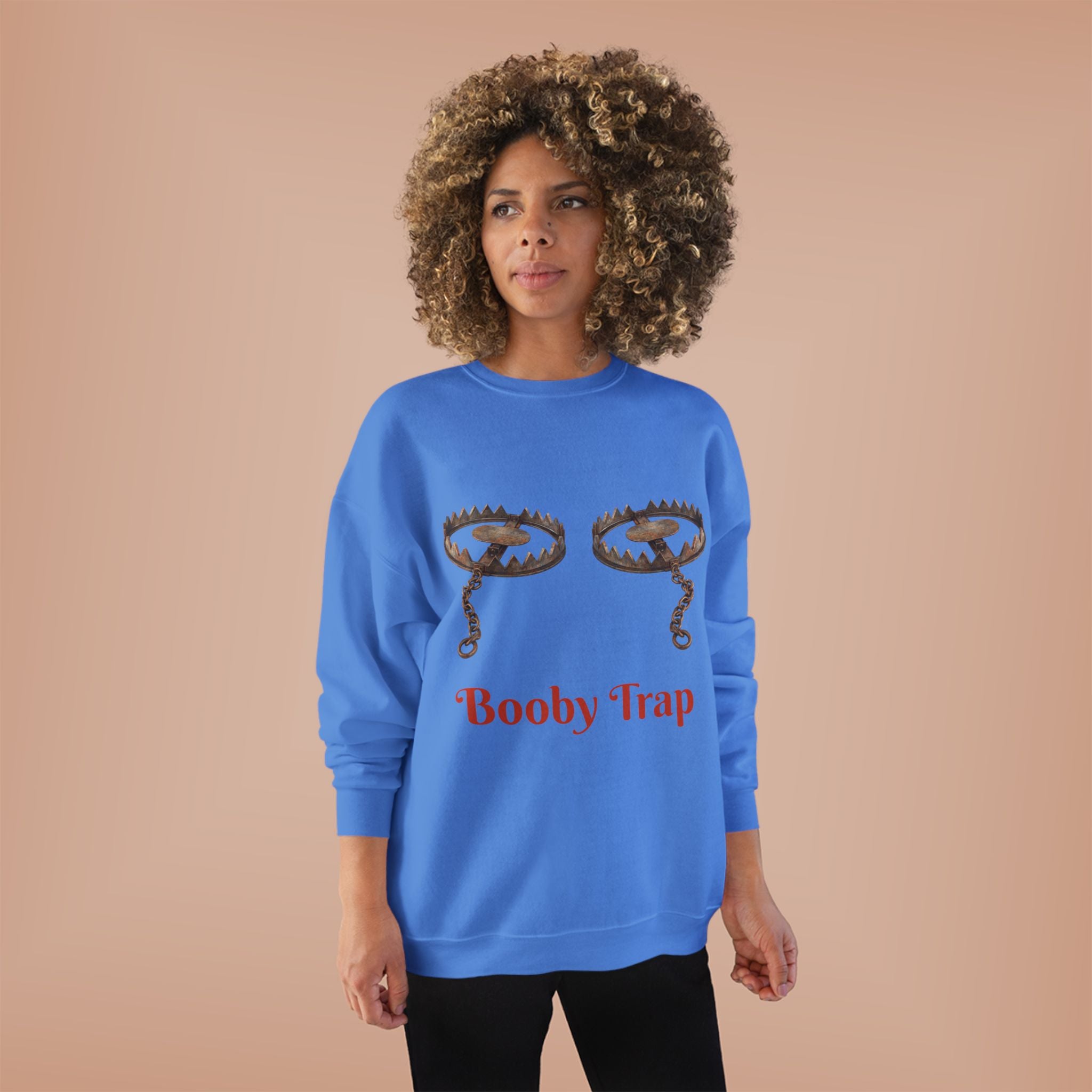 Booby Trap Sweatshirt — Funny Vintage Trap Illustration Humor Pullover