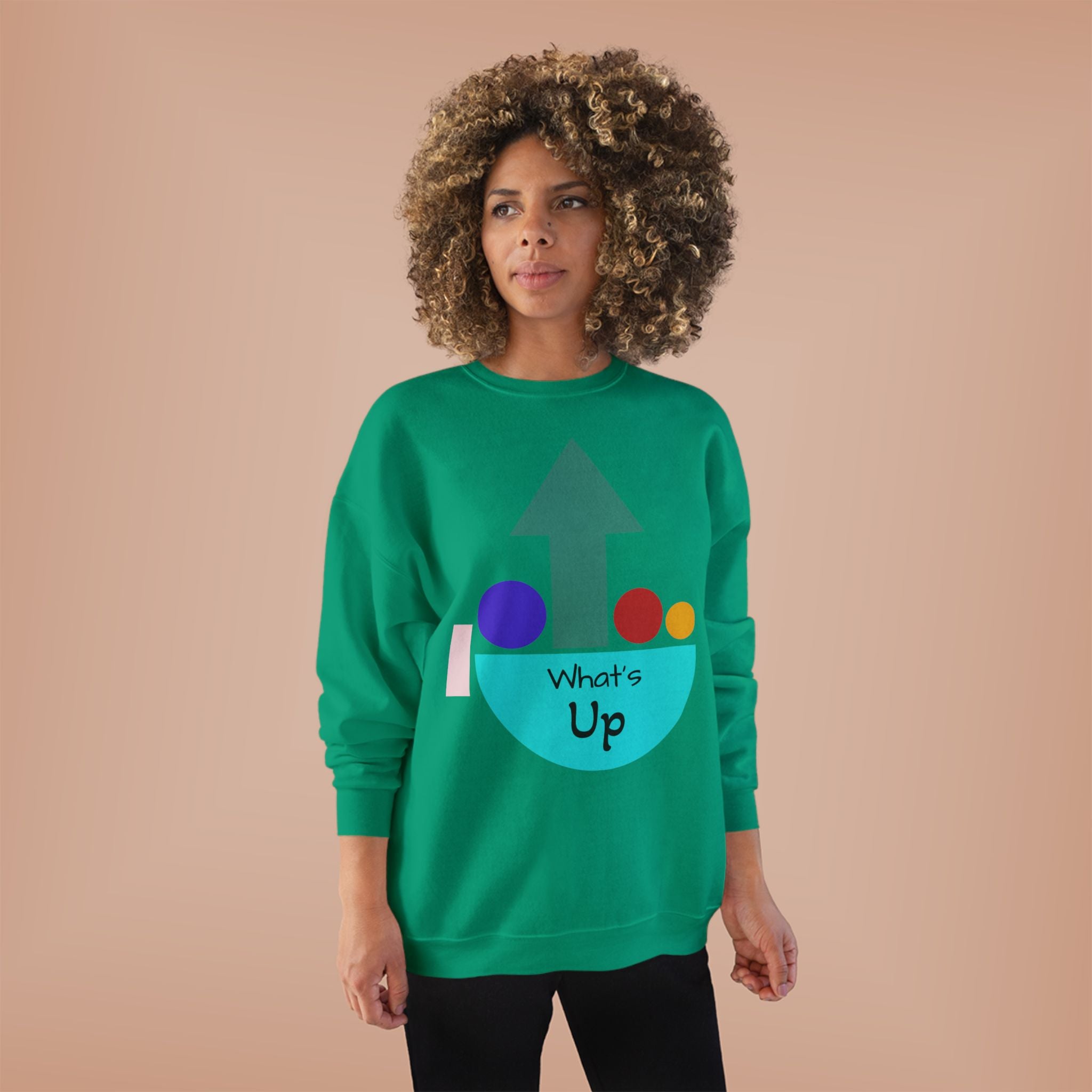 What's Up Arrow Crewneck Sweatshirt — Playful Graphic Pullover