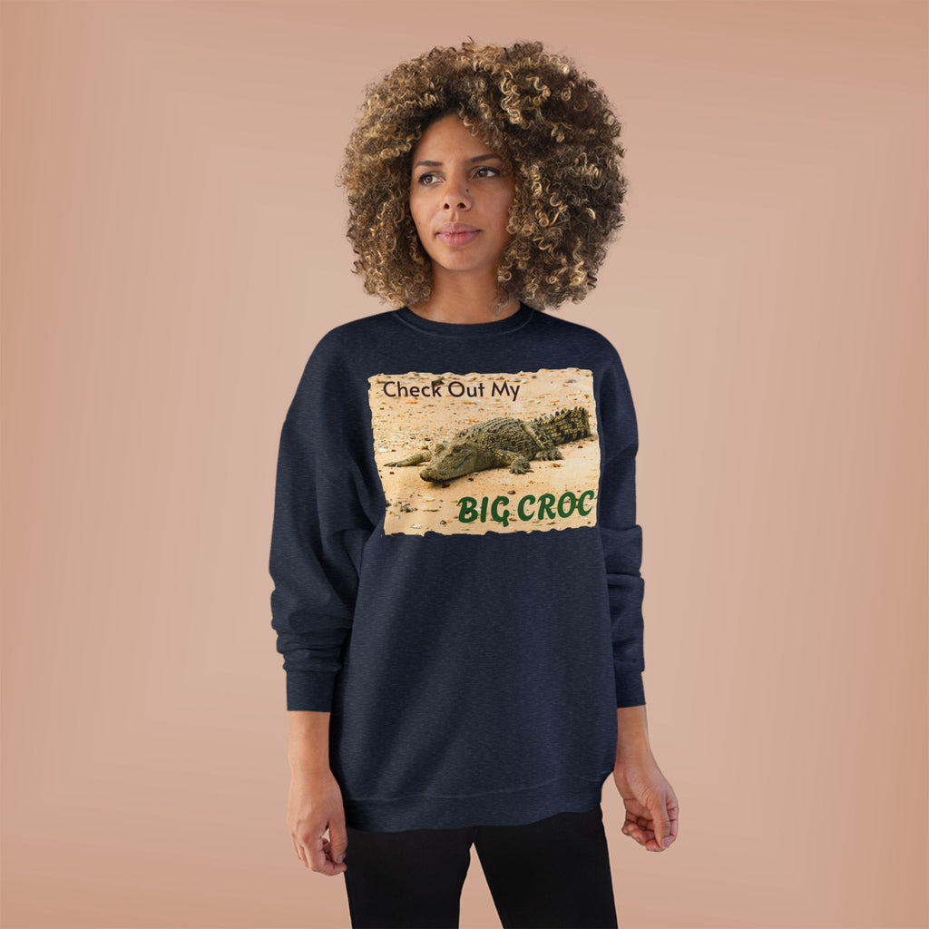 Crocodile Graphic Sweatshirt — "Check Out My Big Croc" Vintage Beach Vibe