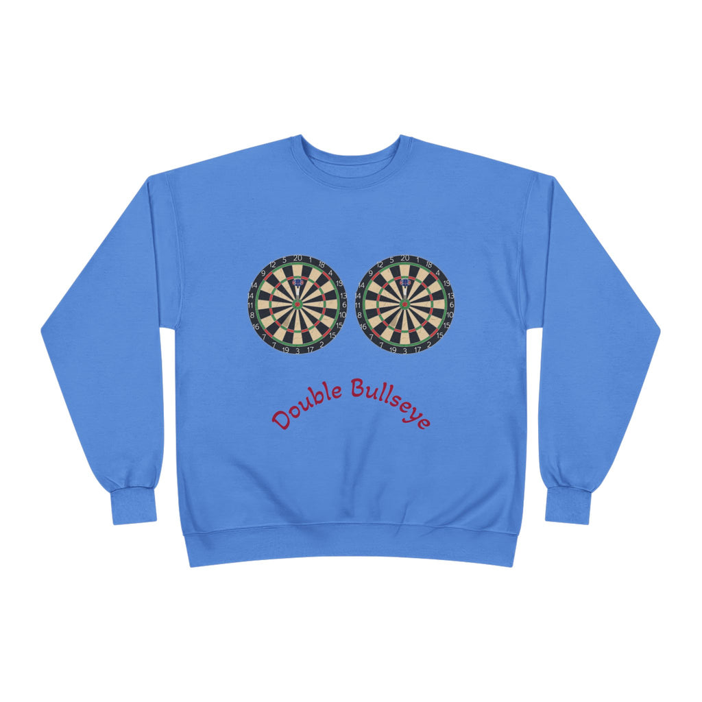 Double Bullseye Crewneck Sweatshirt — Darts Humor Graphic