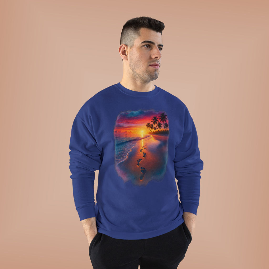 Sunset Beach Crewneck Sweatshirt — Tropical Footprints Graphic