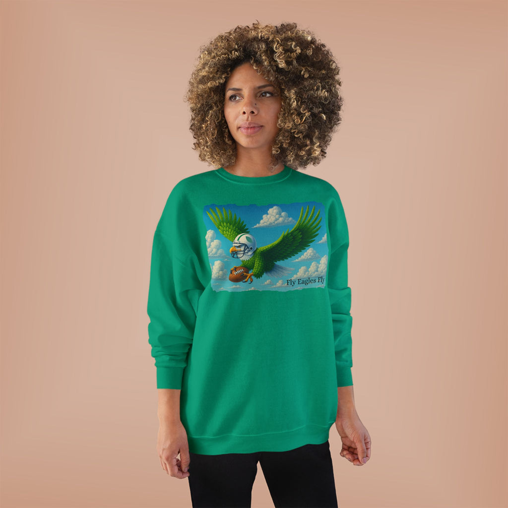 Eagles Fly Crewneck Sweatshirt — Vintage Football Bird Graphic