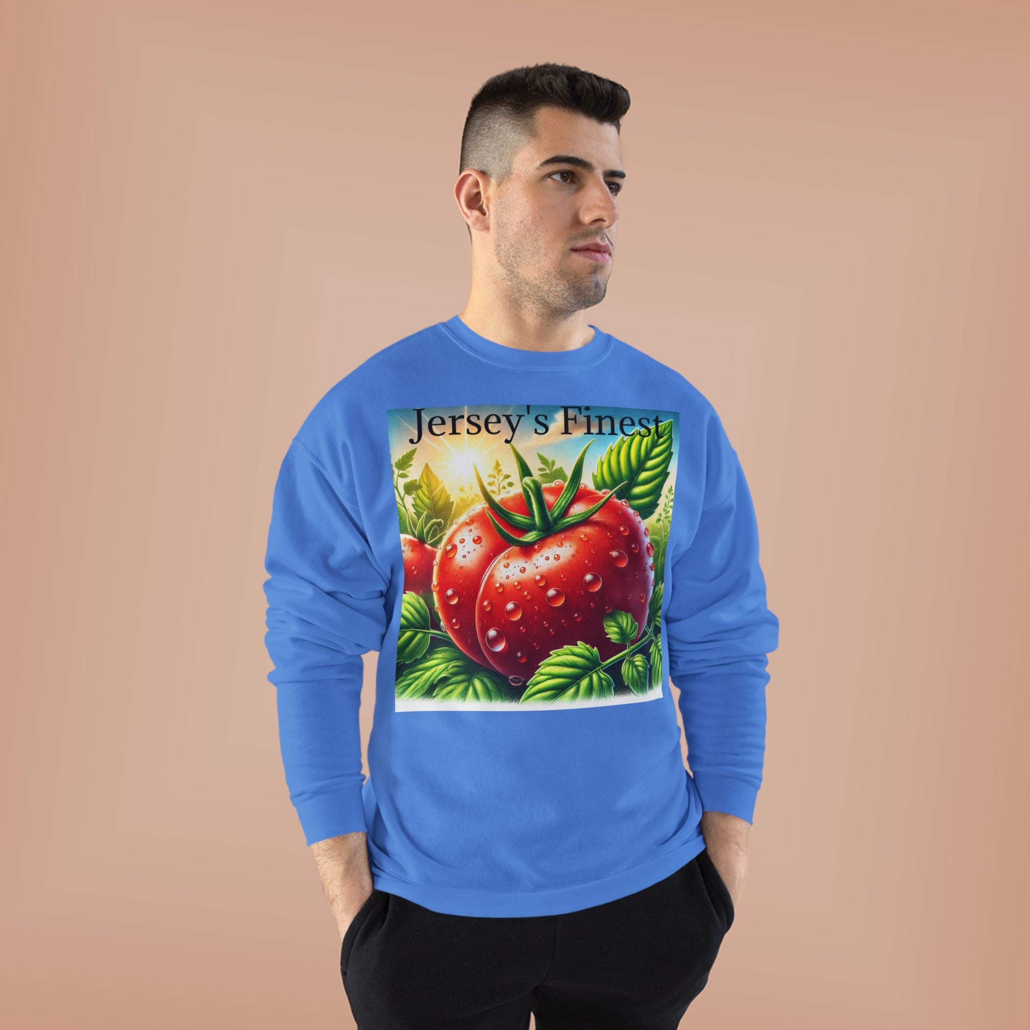 Tomato Crewneck Sweatshirt — "Jersey's Finest" Garden Produce Graphic