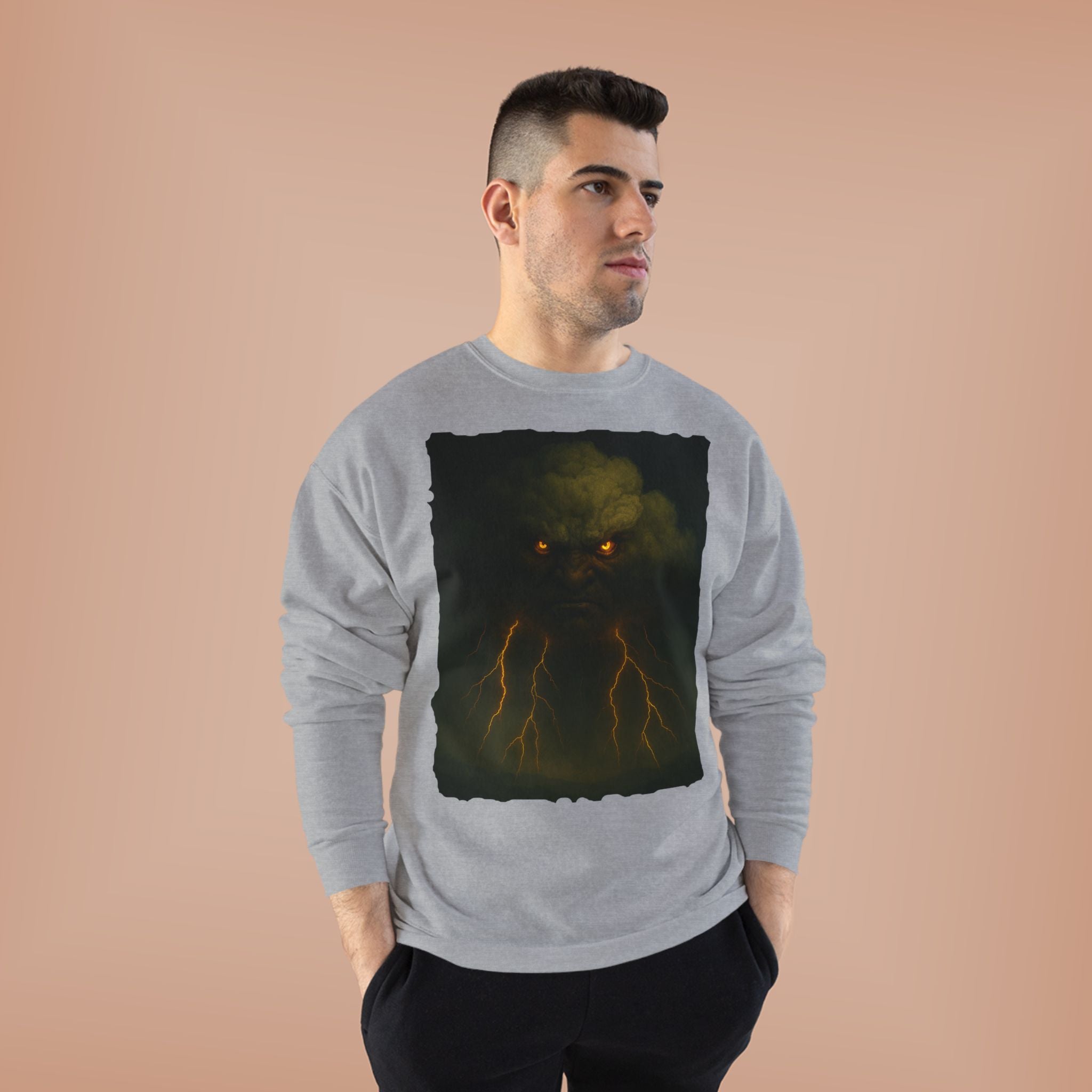Storm Spirit Crewneck Sweatshirt — Lightning Cloud Monster Graphic