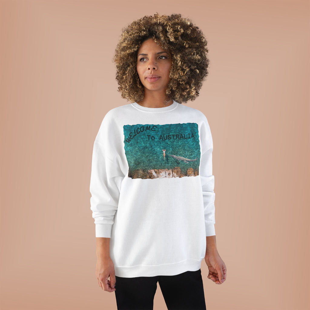 Welcome To Australia Crewneck Sweatshirt — Beach Aerial Photo Travel Sweater