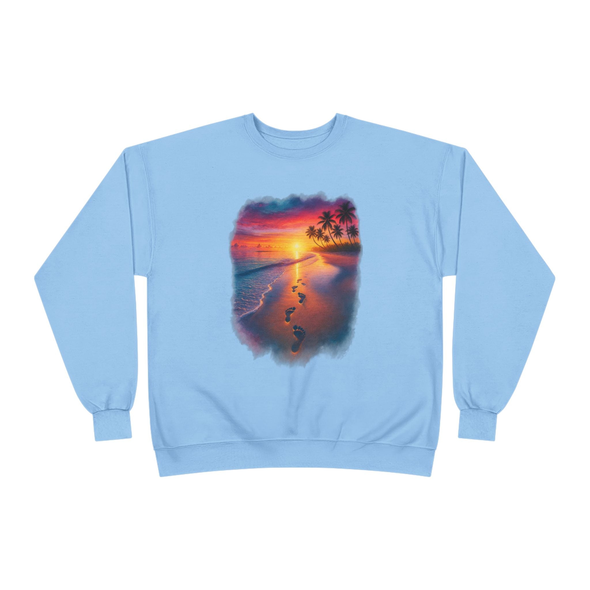 Sunset Beach Crewneck Sweatshirt — Tropical Footprints Graphic